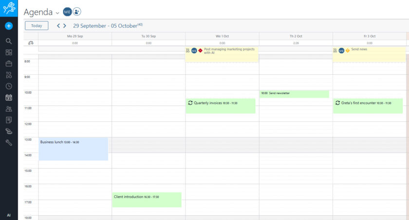 Agenda in Twproject