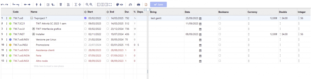Gantt diagram